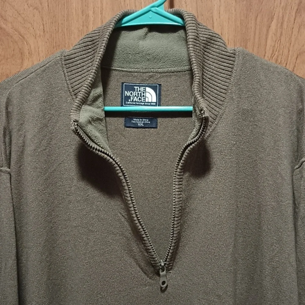 The North Face Mock Neck Taupe Brown Cotton Wool Blend Sweater Men's XXL
